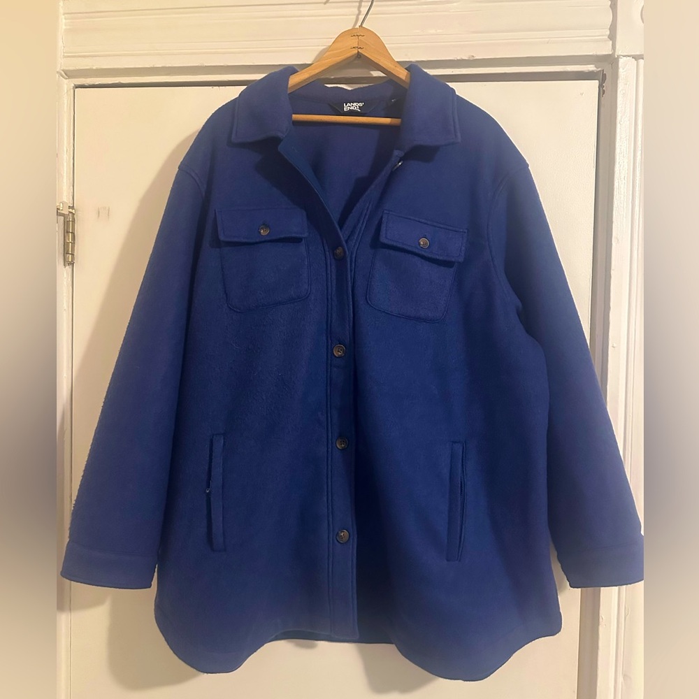 Lands End 2x Luxe Fleece Shirt Jacket